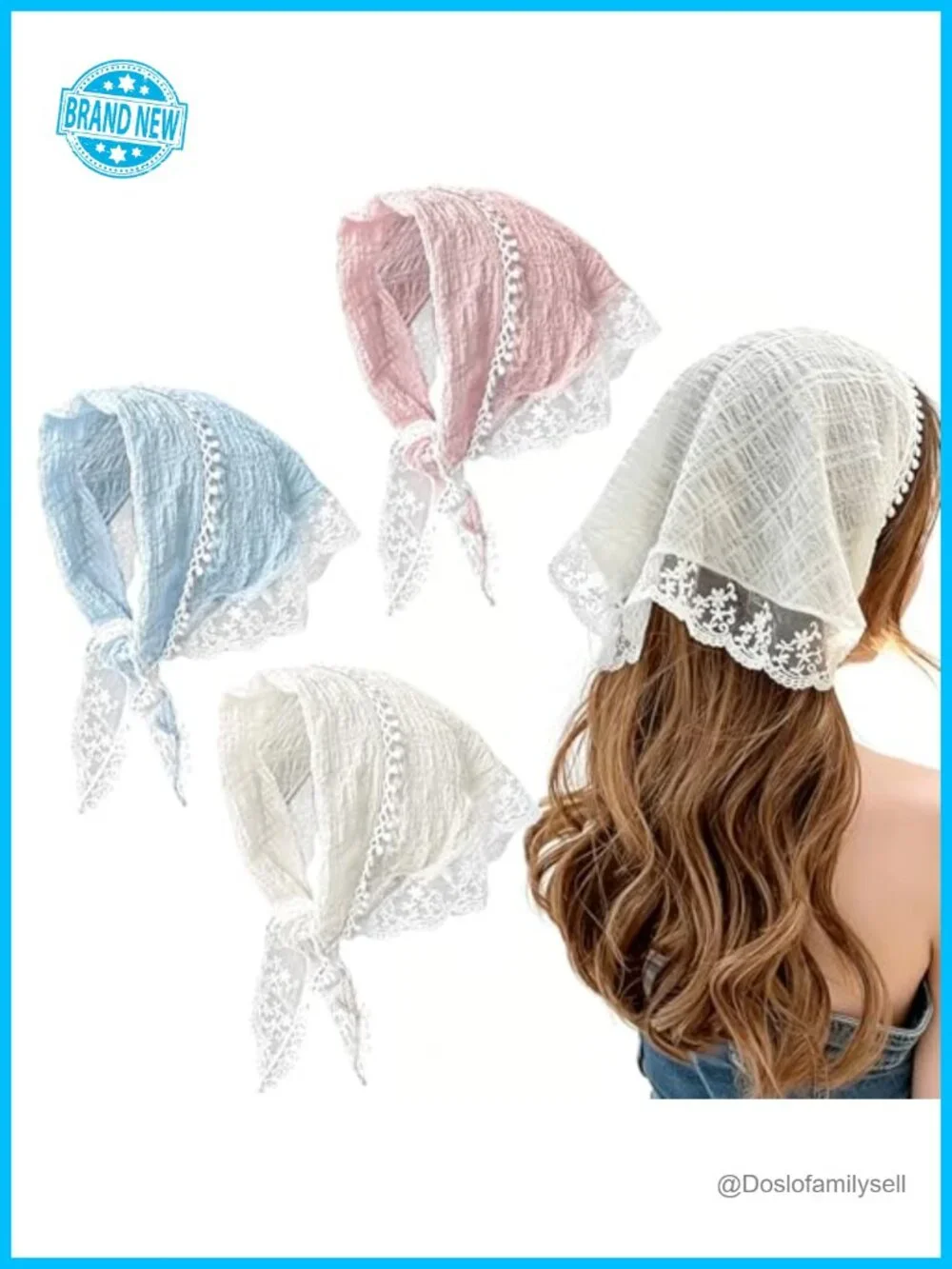 Lace Head Scarf Bandana 3 Pack Boho Floral Triangle Headband Hair Accessories